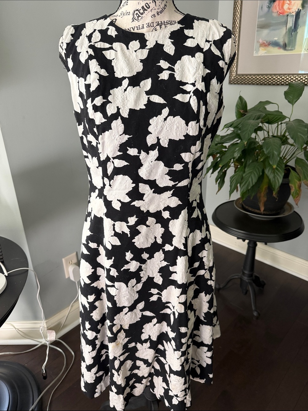 Worth Black and White Floral Midi Dress